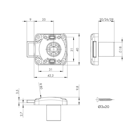 MS5000 DOLAP KİLİDİ 25 MM