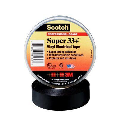 Scotch® Super 33+™ Vinil Elektrik Bandı, 19 mm x 6,1 m (3/4 inç x 20 ft), her kutuda 100 adet
